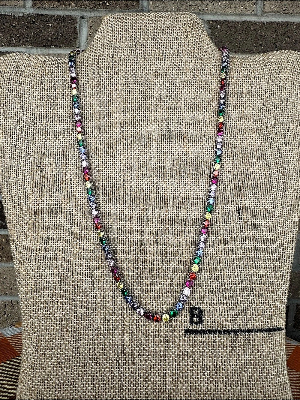 FZN 925 Sterling Silver Rainbow CZ Tennis Necklace